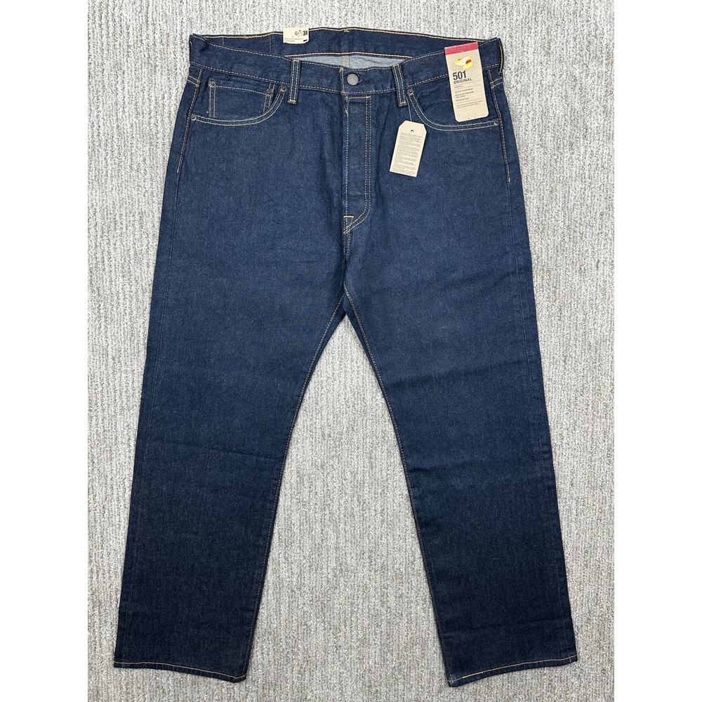 NWT Levis 501 Original Fit Jeans Mens 36x30 Dark Wash Straight Leg Denim Stretch